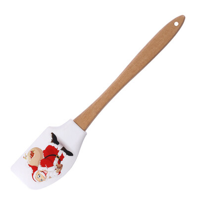 Spatulă pentru cremă de silicon de Crăciun Mâner din lemn Mixer pentru prăjituri cu fondant Răzuitoare Plăcinte antiaderente Blendere cu făină și produse de patiserie Gadget de bucătărie