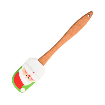 Spatulă pentru cremă de silicon de Crăciun Mâner din lemn Mixer pentru prăjituri cu fondant Răzuitoare Plăcinte antiaderente Blendere cu făină și produse de patiserie Gadget de bucătărie