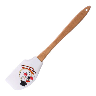 Spatulă pentru cremă de silicon de Crăciun Mâner din lemn Mixer pentru prăjituri cu fondant Răzuitoare Plăcinte antiaderente Blendere cu făină și produse de patiserie Gadget de bucătărie