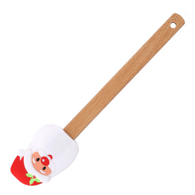 Spatulă pentru cremă de silicon de Crăciun Mâner din lemn Mixer pentru prăjituri cu fondant Răzuitoare Plăcinte antiaderente Blendere cu făină și produse de patiserie Gadget de bucătărie