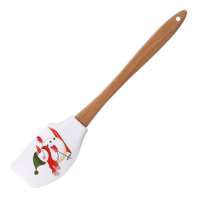 Spatulă pentru cremă de silicon de Crăciun Mâner din lemn Mixer pentru prăjituri cu fondant Răzuitoare Plăcinte antiaderente Blendere cu făină și produse de patiserie Gadget de bucătărie