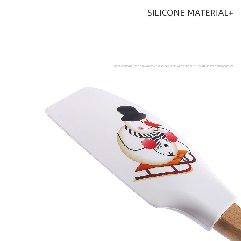 Spatulă pentru cremă de silicon de Crăciun Mâner din lemn Mixer pentru prăjituri cu fondant Răzuitoare Plăcinte antiaderente Blendere cu făină și produse de patiserie Gadget de bucătărie