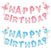 1 szett balerina lány BOLDOG SZÜLETÉSNAPOT Sármány szalagfüzér gyerekeknek Lány balett témája Születésnapi Baby Shower Party dekoráció