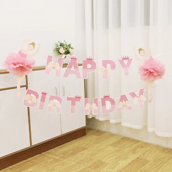 1 комплект Ballerina Girl HAPPY BIRTHDAY Banting Banner Girland for Kids Girl Ballet Theme Birthday Baby Shower Party Decoration