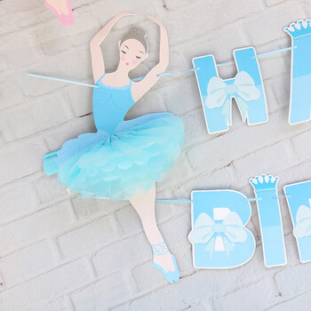 1 комплект Ballerina Girl HAPPY BIRTHDAY Banting Banner Girland for Kids Girl Ballet Theme Birthday Baby Shower Party Decoration