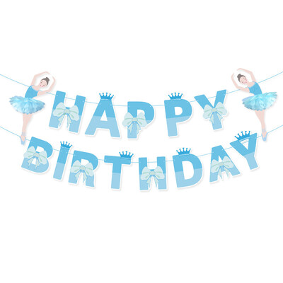 1 szett balerina lány BOLDOG SZÜLETÉSNAPOT Sármány szalagfüzér gyerekeknek Lány balett témája Születésnapi Baby Shower Party dekoráció