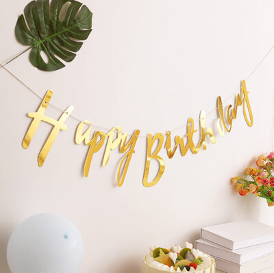 Šviesiai violetinė reklamjuostė su gimtadieniu Gimtadienio vestuvių vakarėlio dekoracija Kabanti girlianda Baby Shower 1-ojo gimtadienio reklama berniukui mergaitei