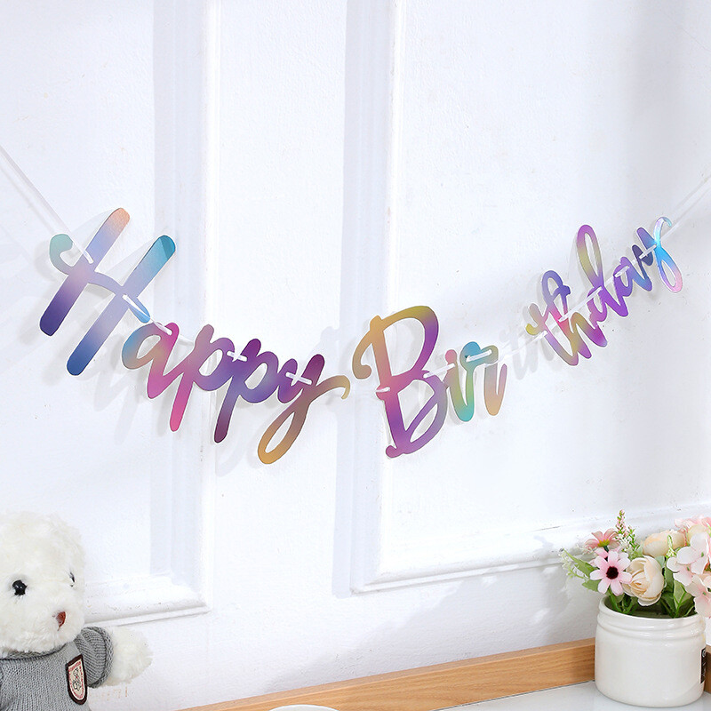 Ανοιχτό μωβ Πανό Χρόνια Πολλά Διακόσμηση Γαμήλιο πάρτι γενεθλίων Κρεμαστή γιρλάντα Baby Shower 1st Birthday Boy Girl Banner