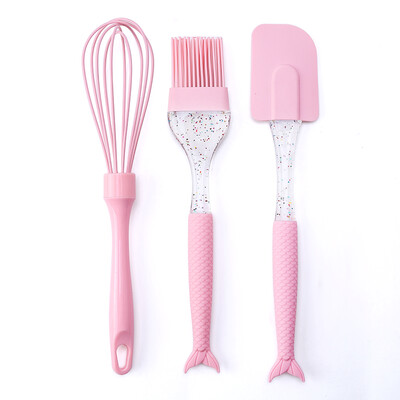 FAIS DU 3Gb Silikona cepšanas rīku komplekti Zivs astes gatavošanas piederumi BBQ kūkas skrāpju birste putotājs karstumizturīgi virtuves instrumenti