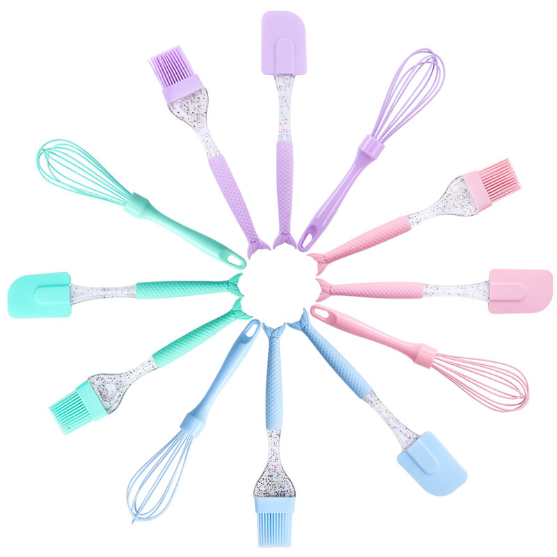 FAIS DU 3Gb Silikona cepšanas rīku komplekti Zivs astes gatavošanas piederumi BBQ kūkas skrāpju birste putotājs karstumizturīgi virtuves instrumenti