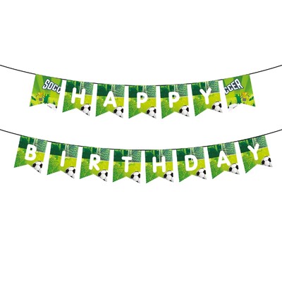 Labdarúgás Boldog születésnapot Papír Banner Füzérek Iskola Sport Foci téma Gyerekek Fiú Születésnapi Party Sármány Zászló Babazuhany kellék