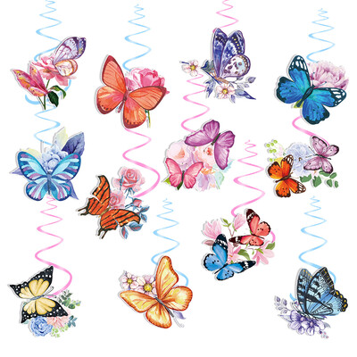 Sweet Butterfly Daudz laimes dzimšanas dienā Reklāmkaroga salmu spirāles virpulis bērniem Meiteņu dzimšanas dienas ballītes noformējums kāzu bērnu dušas piederumi