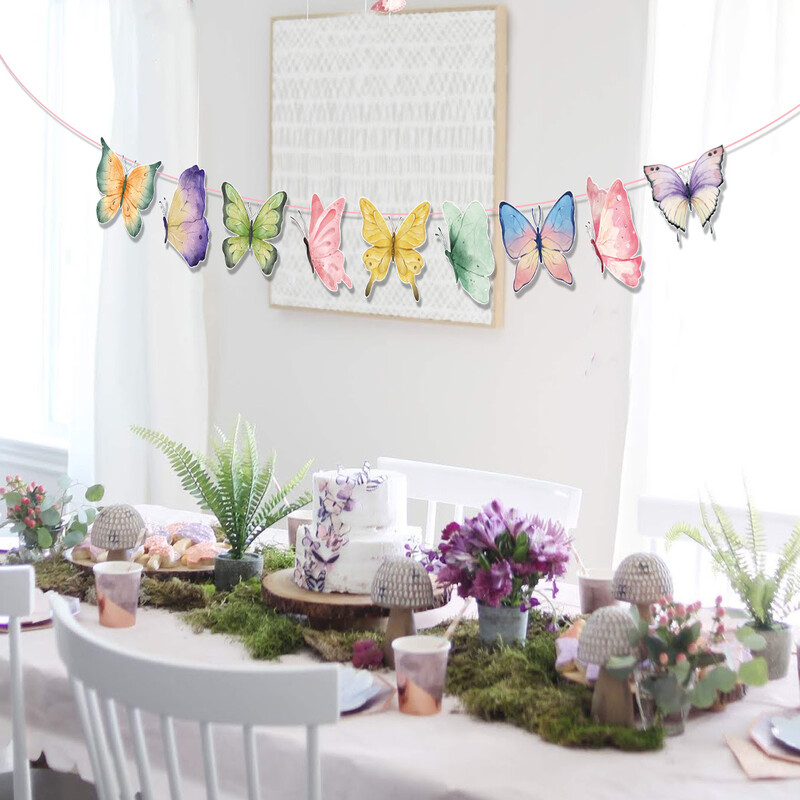 Sweet Butterfly Daudz laimes dzimšanas dienā Reklāmkaroga salmu spirāles virpulis bērniem Meiteņu dzimšanas dienas ballītes noformējums kāzu bērnu dušas piederumi