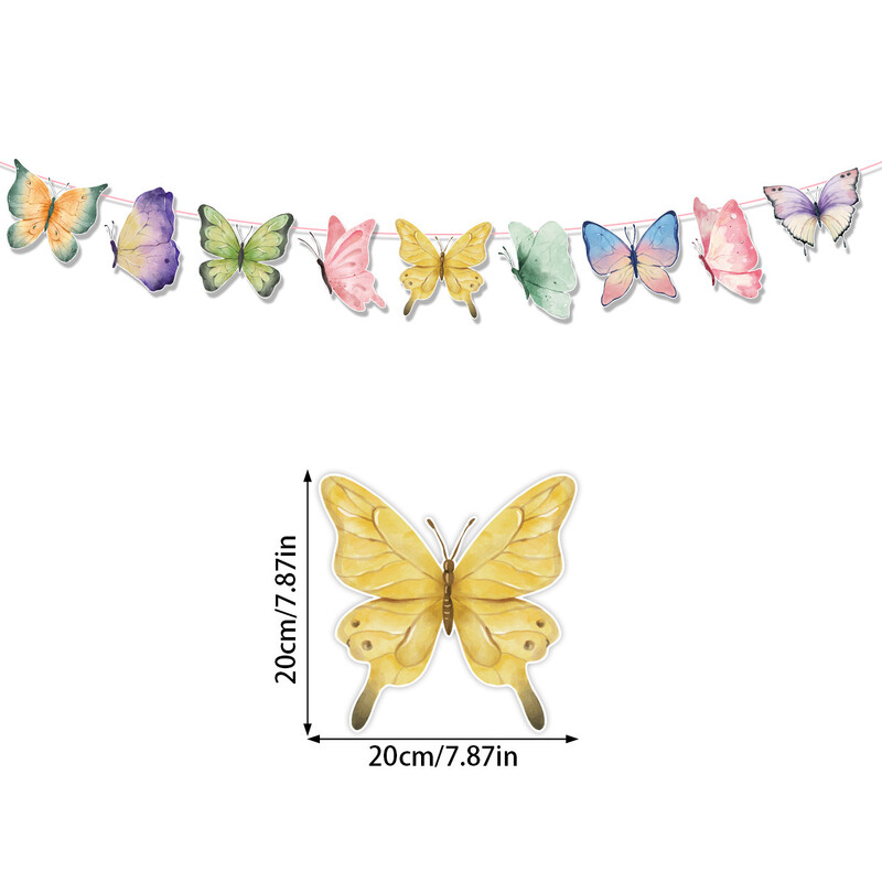 Sweet Butterfly Daudz laimes dzimšanas dienā Reklāmkaroga salmu spirāles virpulis bērniem Meiteņu dzimšanas dienas ballītes noformējums kāzu bērnu dušas piederumi