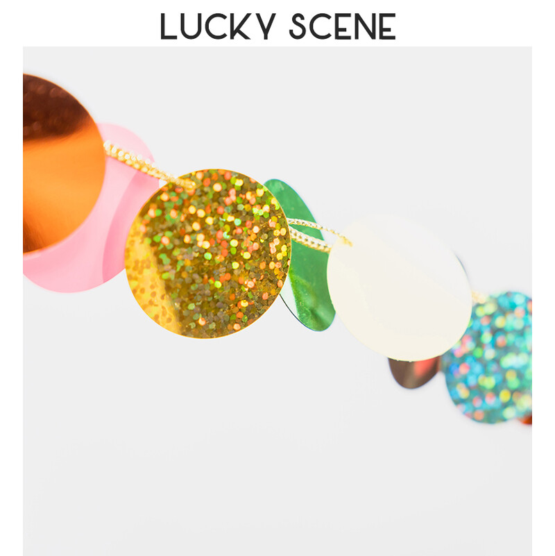 Kör pöttyök műanyag parti füzér streamer háttér színes műanyag lemez születésnapi zászló zászló buli dekoráció S00759