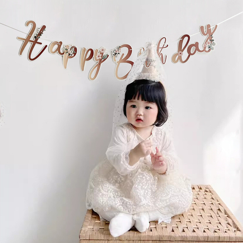 Romantikus virág témájú levél Boldog születésnapot transzparens falra akasztó füzér gyerekeknek Lányok születésnapjára Babazuhany partidíszek