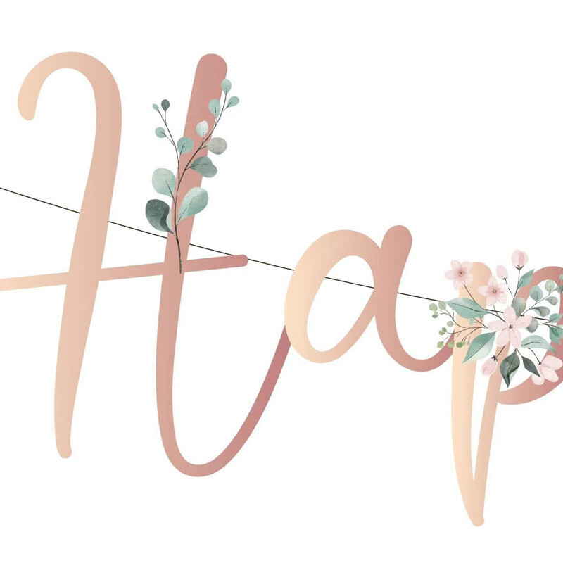 Romantikus virág témájú levél Boldog születésnapot transzparens falra akasztó füzér gyerekeknek Lányok születésnapjára Babazuhany partidíszek