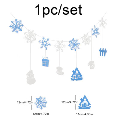Ziemassvētku ballītes fona karoga kulons multfilma jauks sniegpārsliņu rotājums 1 komplekts 1 gab.