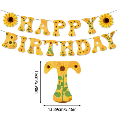 Napraforgó tematikus buli Boldog születésnapot bannerek Garland fotó háttér gyerekeknek születésnapi babaváró parti dekoráció
