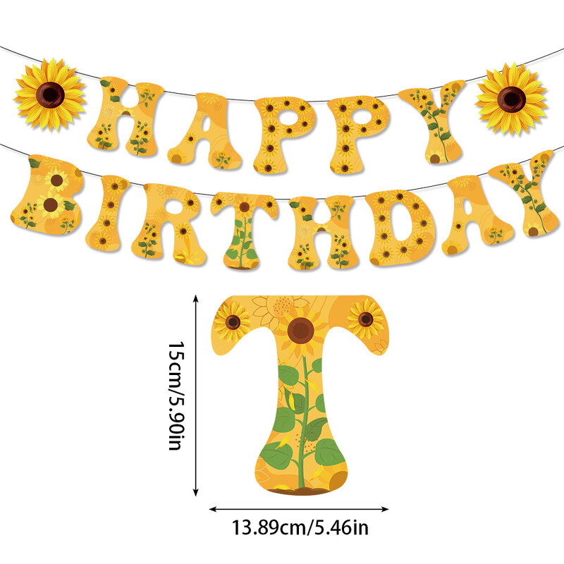 Napraforgó tematikus buli Boldog születésnapot bannerek Garland fotó háttér gyerekeknek születésnapi babaváró parti dekoráció