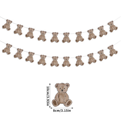 Πανό Χρόνια Πολλά με θέμα Καφέ Μικρή Αρκούδα Χαριτωμένο αρκουδάκι Γιρλάντα Κρεμάστρα από χαρτί γιρλάντα για Παιδικό αρκουδάκι Baby shower Διακόσμηση γενεθλίων