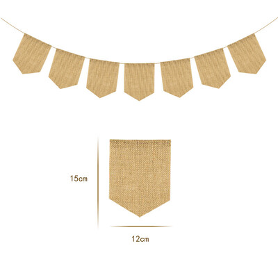 15 db/szett Üres zsákvászon szalaghirdetés, barkácsolás, etetőszék vászonsármány, születésnapi füzér évfordulós buli függő szalaghirdetés