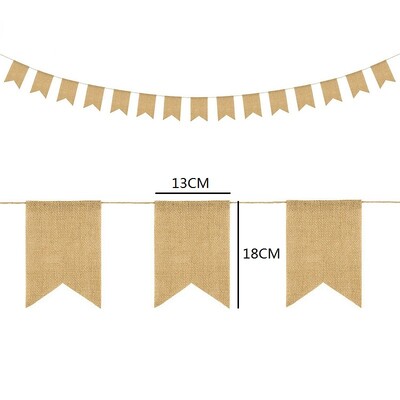 15 db/szett Üres zsákvászon szalaghirdetés, barkácsolás, etetőszék vászonsármány, születésnapi füzér évfordulós buli függő szalaghirdetés