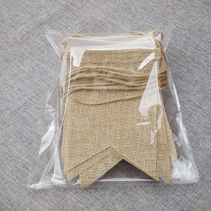 15 db/szett Üres zsákvászon szalaghirdetés, barkácsolás, etetőszék vászonsármány, születésnapi füzér évfordulós buli függő szalaghirdetés