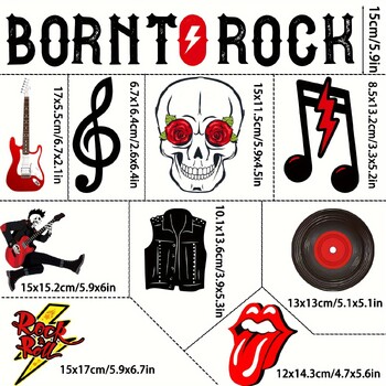 Πανό Born to Rock Glitter με μουσική νότα Garland 1950\'s Rock and Roll Διακοσμήσεις για πάρτι γενεθλίων Διακοσμητικά πανό Rock Party Cutout