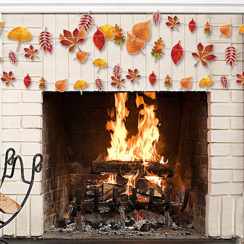 Ünnepi díszek juharlevél papírfüzér Őszi betakarítás Hálaadás Zászlók húzása Születésnapi buli Fali kandalló függő transzparens