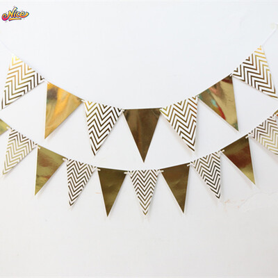 3M Triangle Flagr Banner Γενέθλια Σημαία Χρυσό Χρώμα Σημαία Πάρτι Νυφικό ντους Γιορτή Γιορτή Κρεμαστά προμήθειες Διακόσμηση