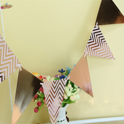 3M Triangle Flagr Banner Γενέθλια Σημαία Χρυσό Χρώμα Σημαία Πάρτι Νυφικό ντους Γιορτή Γιορτή Κρεμαστά προμήθειες Διακόσμηση