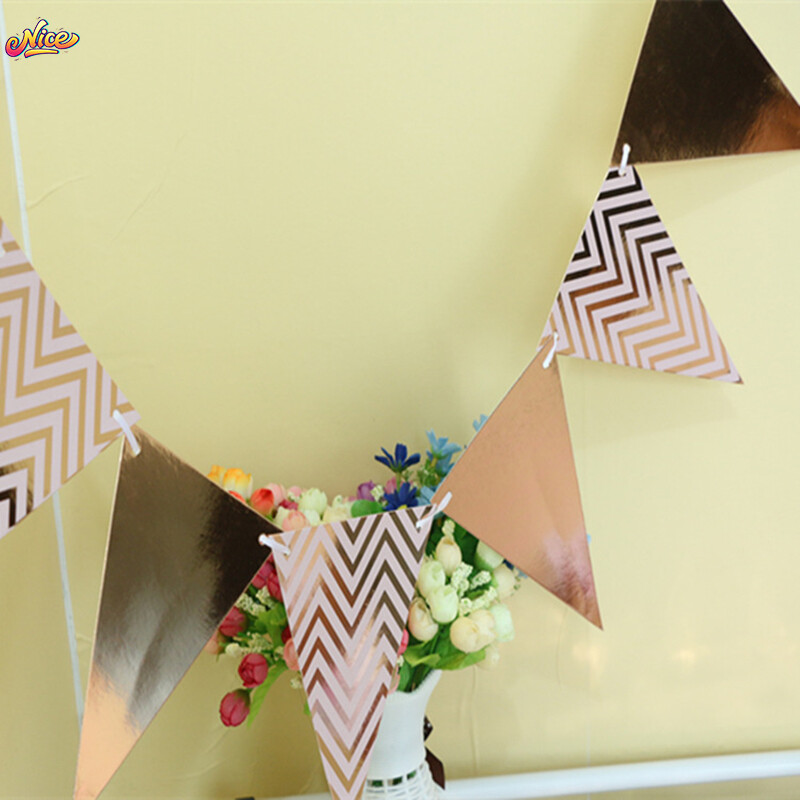 3M Triangle Flagr Banner Γενέθλια Σημαία Χρυσό Χρώμα Σημαία Πάρτι Νυφικό ντους Γιορτή Γιορτή Κρεμαστά προμήθειες Διακόσμηση