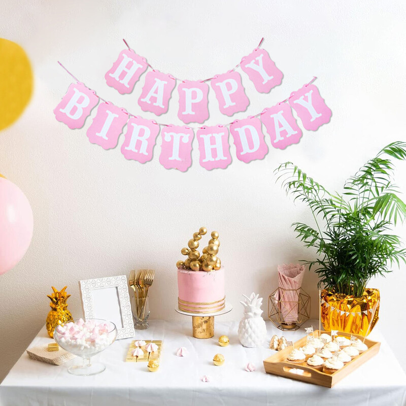 Új boldog születésnapi dekoráció Születésnapi parti sármány Füzér Babazuhany kellékek Boldog születésnapot Banner dekoráció