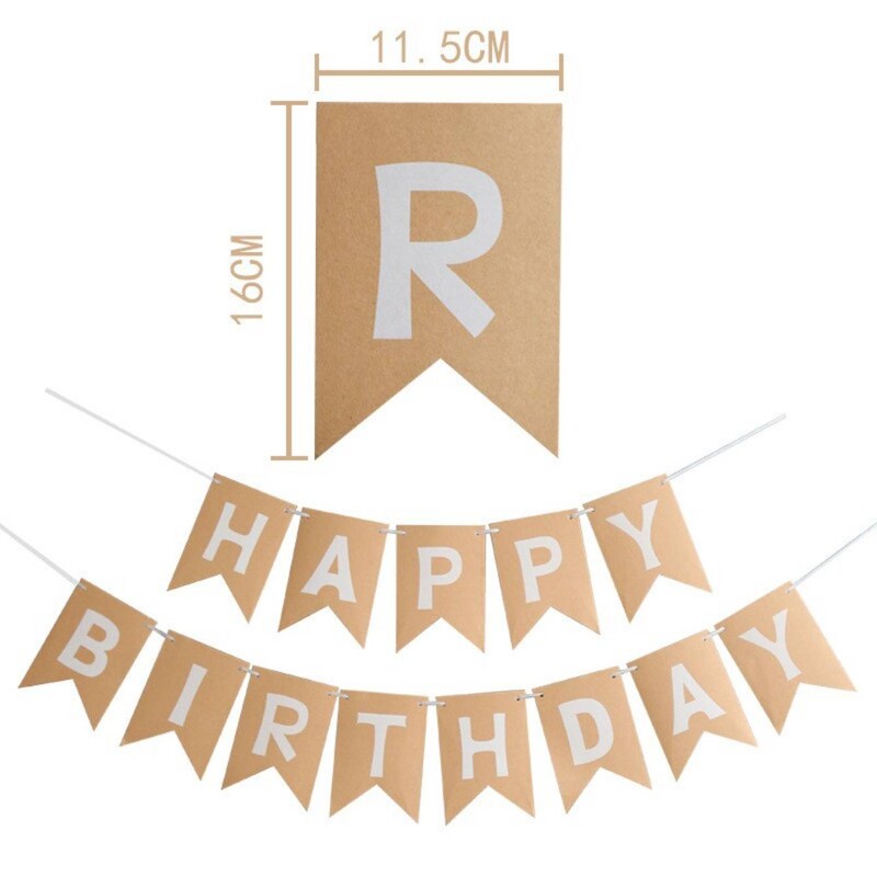 Jauns daudz laimes dzimšanas dienas rotājums Dzimšanas dienas ballīte vītne Bērnu dušas piederumi Kraftpapīra reklāmkarogu dekorēšana Daudz laimes dzimšanas dienā