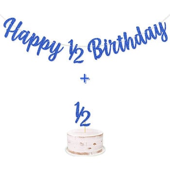 Happy 1/2 Year Birthday Banner 6 Month Banner 1/2 Year Cake Topper Κατάλληλο για διακόσμηση πάρτι γενεθλίων 6 μηνών και 1/2 έτους