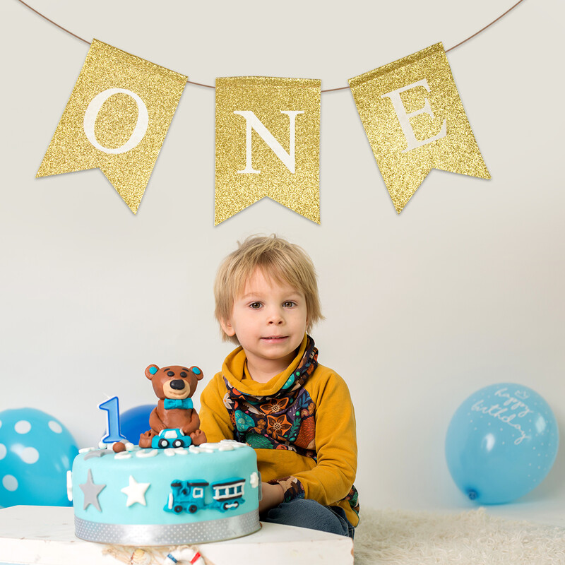 1. születésnapi buli etetőszék szalagszalag Füzér baba első születésnapi zsákvászon zászló Gyerekek egyéves születésnapi parti akasztós dekoráció