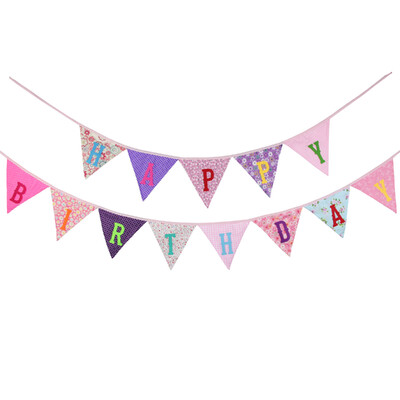 Boldog Születésnapi Party Banner Dekor Zászlók Szövet sármány Fotó Kellék Háttér Zászlók Babazuhany Gyerekfüzér