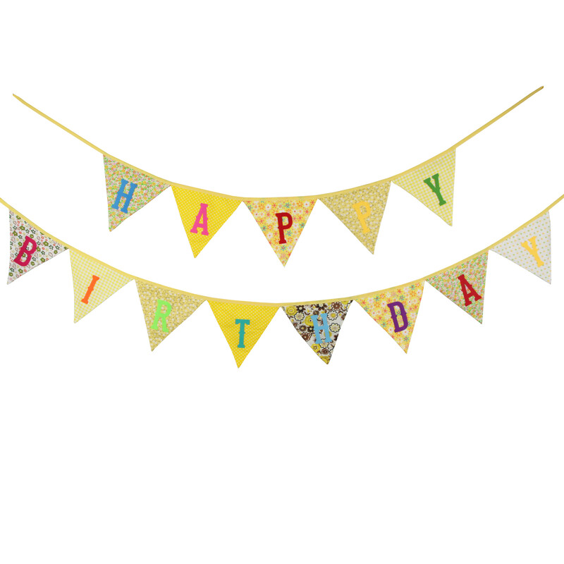 Boldog Születésnapi Party Banner Dekor Zászlók Szövet sármány Fotó Kellék Háttér Zászlók Babazuhany Gyerekfüzér