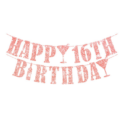 Csillogó rózsa arany szám 16/18/21/30/40/50/60/70/80 éves boldog születésnapi szalagfüzér születésnapi parti dekorációhoz