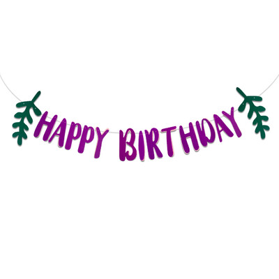 Teknőslevél dekoráció boldog születésnapot transzparens Hibiszkusz virág Születésnapi Papír Füzér Nyári Boldog Születésnapi Party Trópusi dekoráció