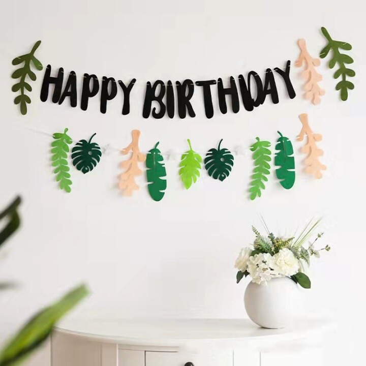 Teknőslevél dekoráció boldog születésnapot transzparens Hibiszkusz virág Születésnapi Papír Füzér Nyári Boldog Születésnapi Party Trópusi dekoráció