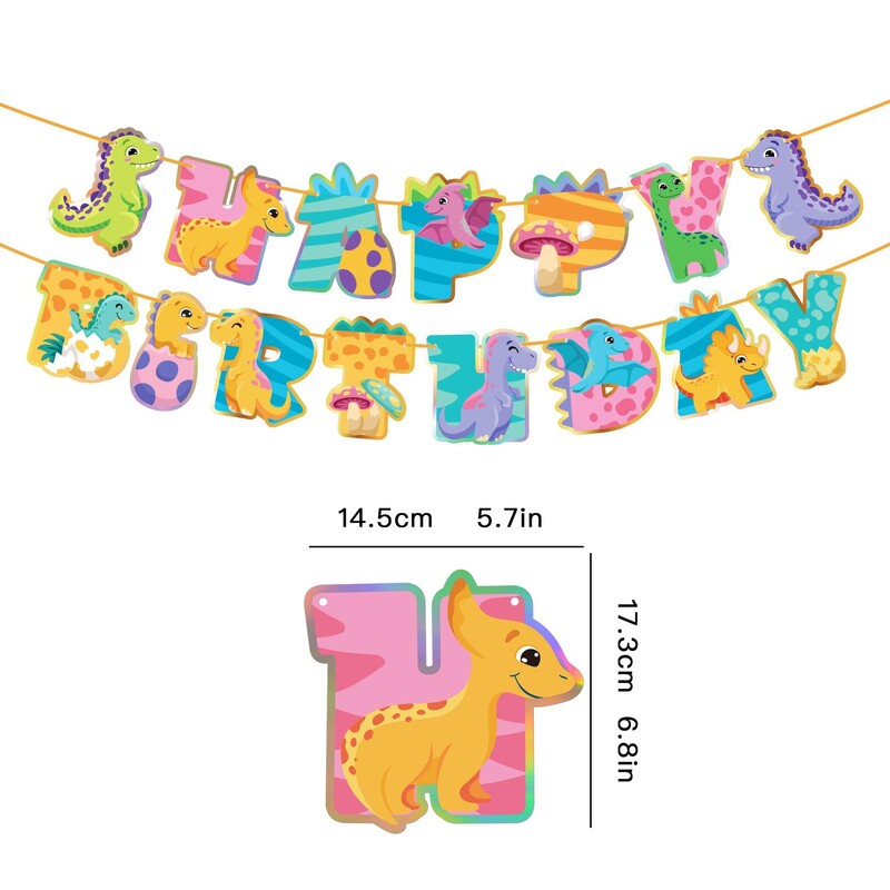 Νέο Dinosaur Happy Birthday Garland Banner Roar Dino Party Balloons Jungle Animal Safari 1st Kids Birthday Party Decoration Supp