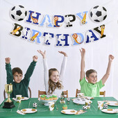 Πανό ποδοσφαίρου Χρόνια πολλά Χαρτί Πανό Γιρλάντες Σχολικό Αθλητικό Θέμα Ποδόσφαιρο Παιδικό πάρτι γενεθλίων αγοριών Bunting Flag Baby Shower