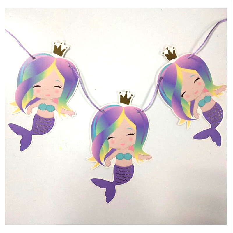3M Mermaid Party Zlatna folija Banner Rođendanski Baby Shower Dekoracije za zabavu Dječji vijenac Bunding Potrepštine za odrasle