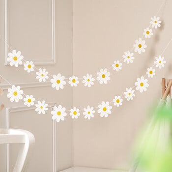 Дейзи Flower Banner Paper Daisy Flower Garland Flag Boho Girl Birthday Party Decor Дейзи Честит рожден ден Сватбени консумативи