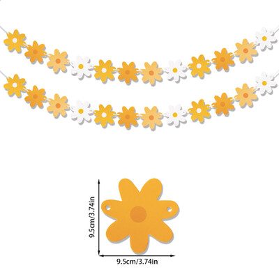 Daisy Flower Banner Paper Daisy Flower Garland Flag Boho Girl Birthday Party Decor Daisy Happy Birthday Party Wedding Supplies