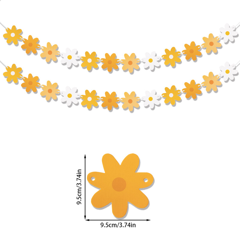 Daisy Flower Banner Paper Daisy Flower Garland Flag Boho Girl Birthday Party Decor Daisy Happy Birthday Party Wedding Supplies