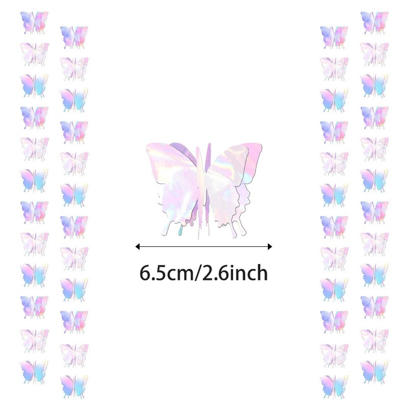 3D pillangós papírfüzér pillangós papírmatricával Party, születésnap, esküvői dekoráció, lézerezüst pillangó virág 48db