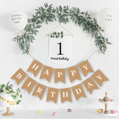 1 rinkinys Happy Birthday Banner Girland 1-9th White Gimtadienis Bunting Pirmojo gimtadienio reikmenys Kūdikių dušas Šimto dienų dekoravimas